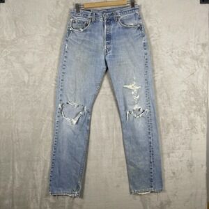 Vtg Levis 501 Jeans Mens‎ 32x34 (fit 30x32) Made in USA 90s Distressed Thrashed